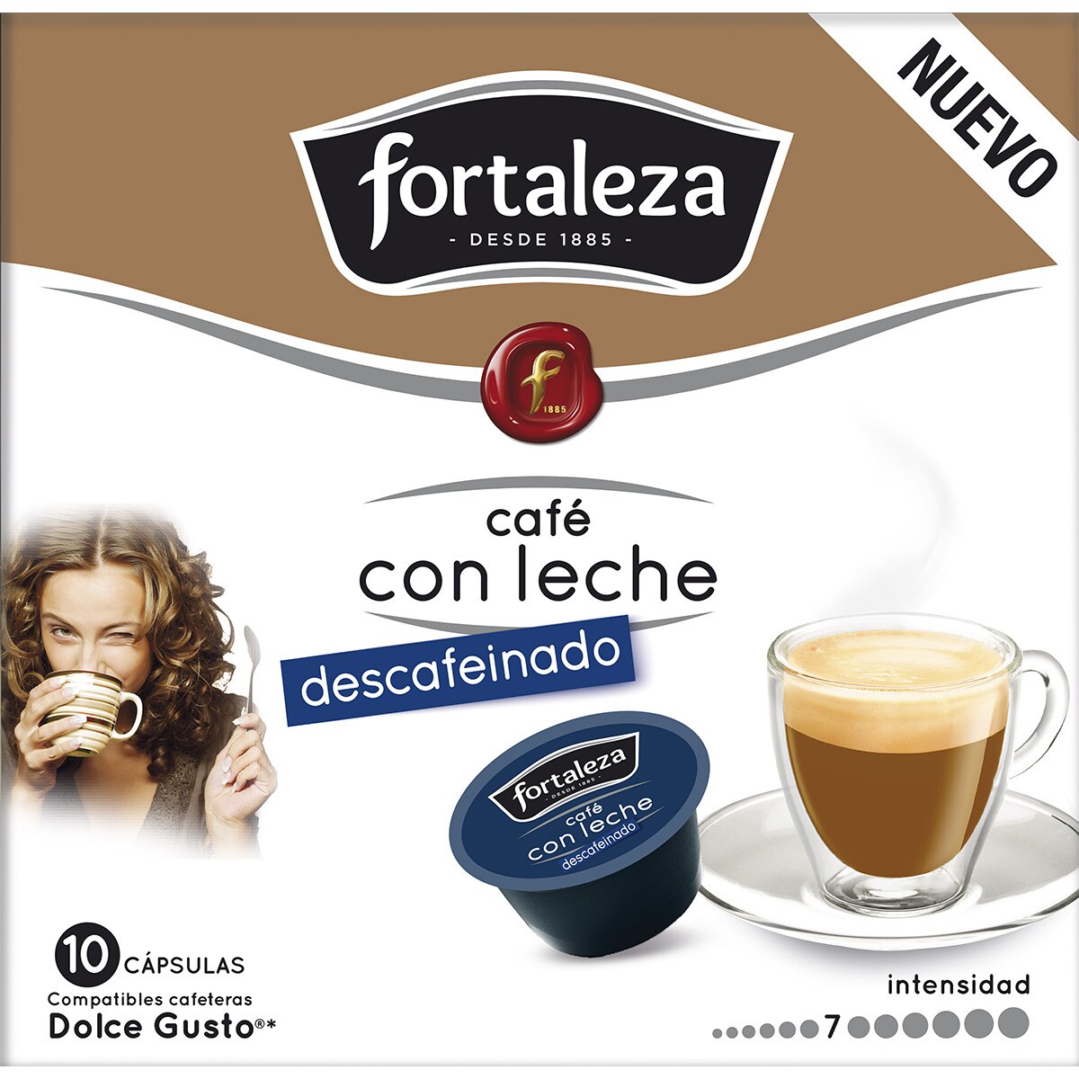 Decaf coffee with milk intensity 7 container 10 capsules compatible