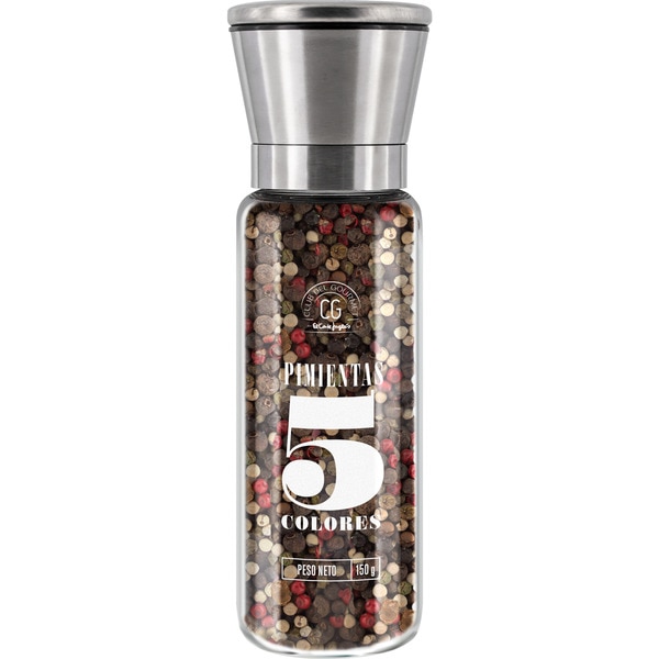 pimientas 5 colores en grano molinillo envase 150 g