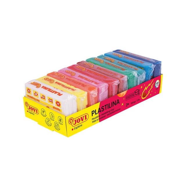 Bandeja 10 Pastillas de Plastilina Jovi 50gr Colores Surtidos.