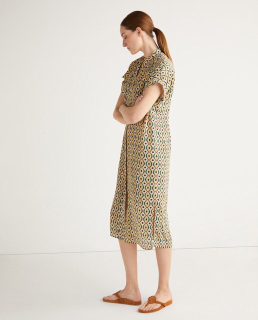 geometric print shirt dress