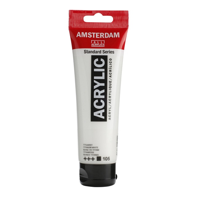 Tubo de Pintura Acrílica de 120 ml Ámsterdam Color Blanco Titanio