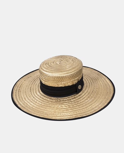 Sombrero Esplendor tejido y pintado a mano en paja de tono dorado