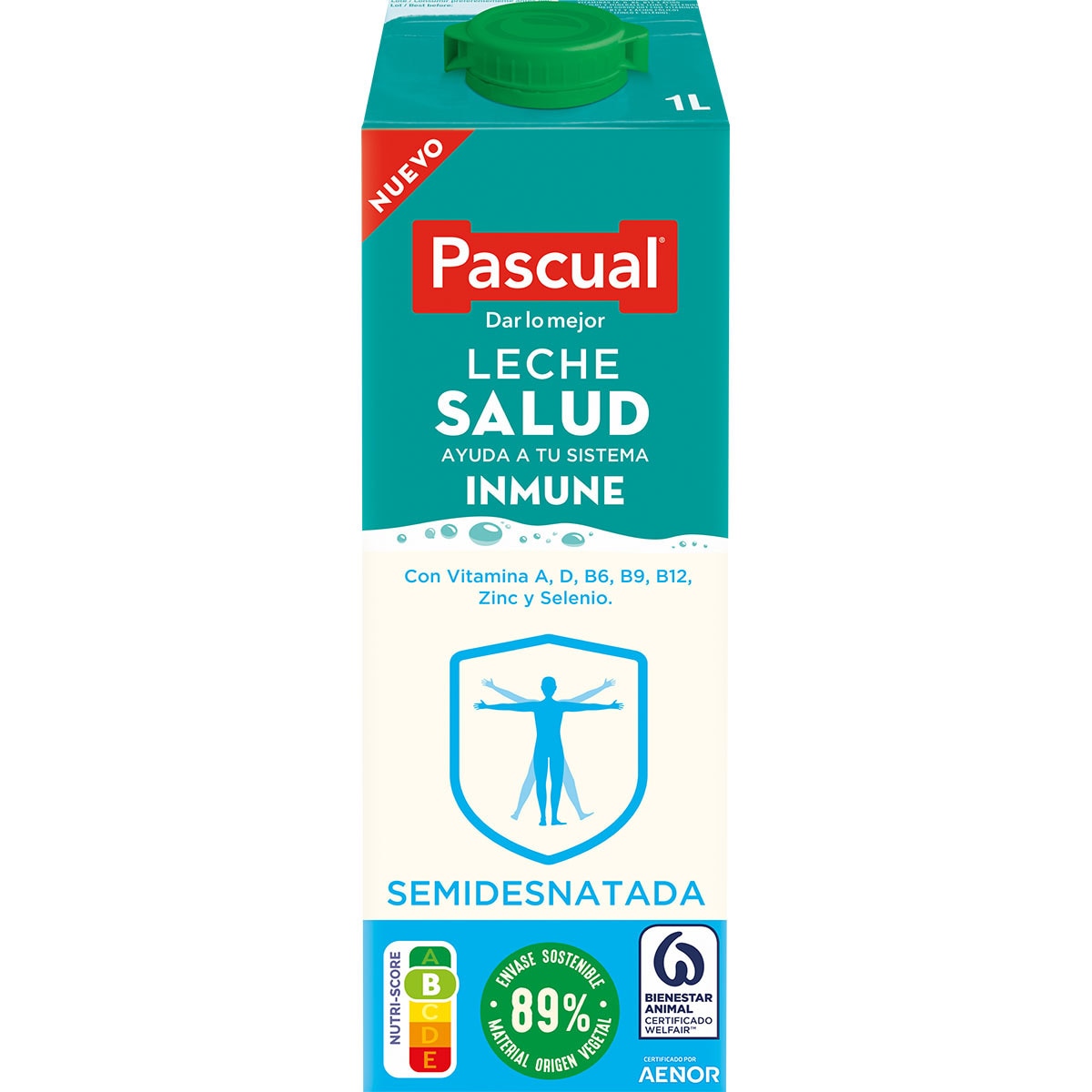 Salud semiskimmed UHT milk with vitamins A, D, B12, B6, B9, zinc and