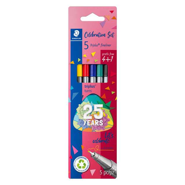 Pack 5 Rotuladores Punta Fina Triplus 25 Aniversario STAEDTLER Multicolor.