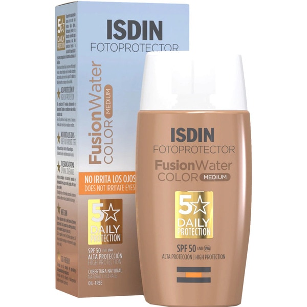 medium colour facial sun cream Fusion Water SPF50 high protection doser 50 ml for all skin types
