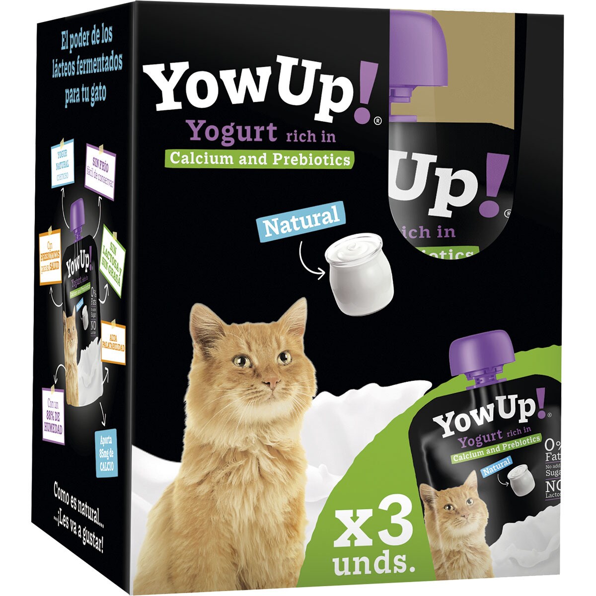 Cat snack creamy plain yogurt lactosefree 3 containers 85 g · YOWUP