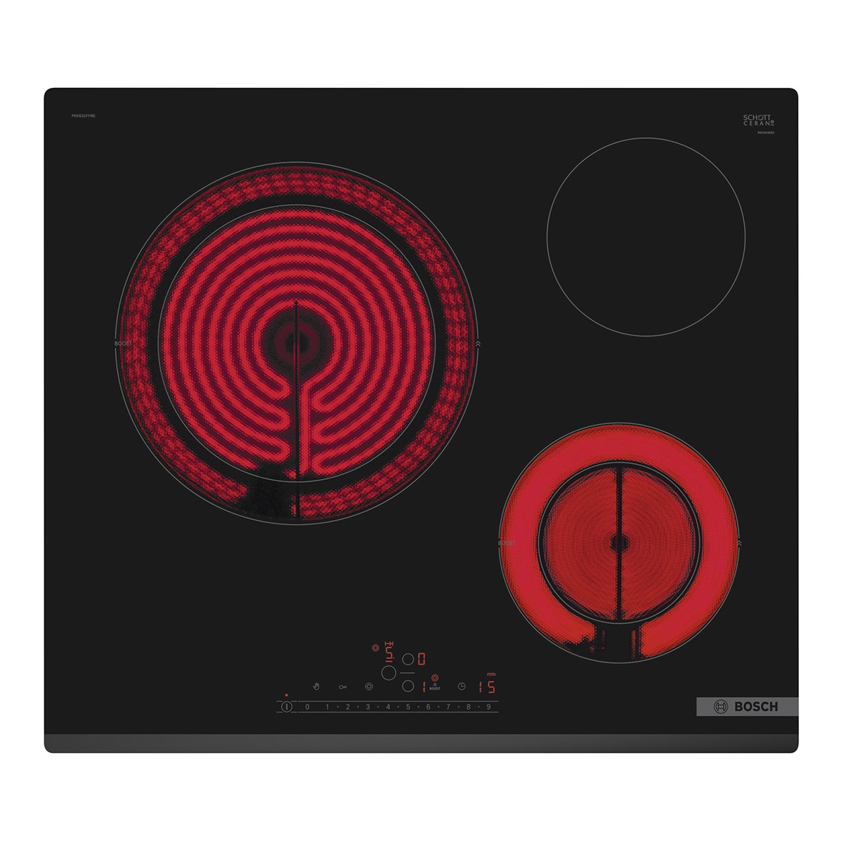 Bosch – Placa vitrocerámica Bosch 3 zonas de cocción – PKK631FP8E.