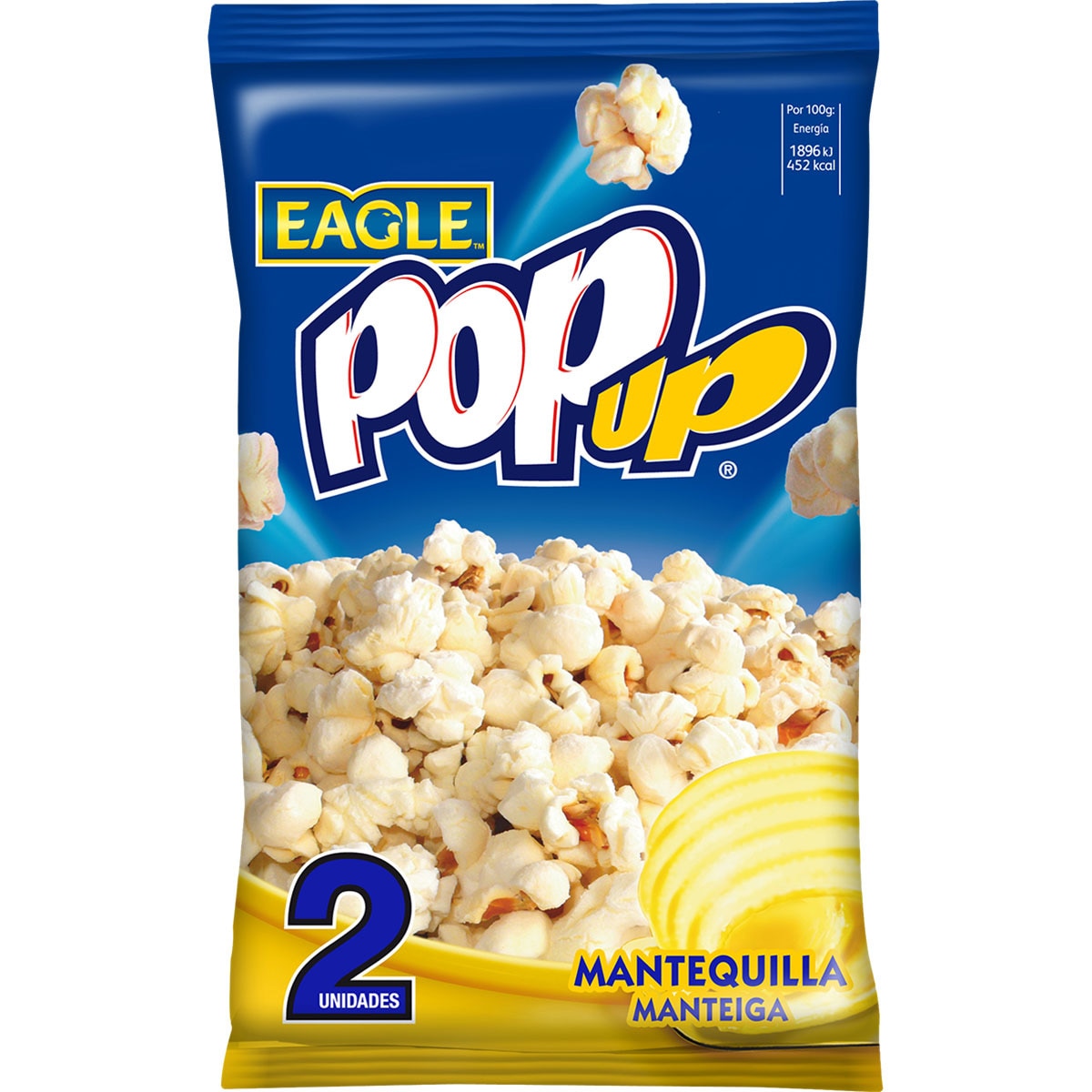 Popcorn mit Butter Pack mit 2 Tüten zu 100 g Behälter 200 g · EAGLE POP UP · Supermercado El