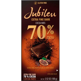 Jubileu Chocolate Preto com Pepitas de Cacau Caramelizadas embalagem 100 g