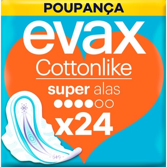 Evax Cottonlike Pensos Higiénicos Super com Abas embalagem 24 unidades