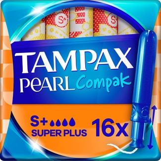 Tampax Compak Pearl Tampões Super Plus embalagem 16 unidades