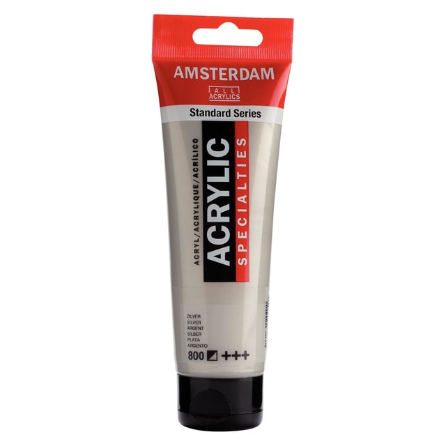 Tubo de Pintura Acrílica de 120 ml Ámsterdam Plata.