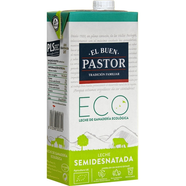 precios El Buen Pastor Leche Semidesnatada Ecológica Brik 1 L en Hipercor