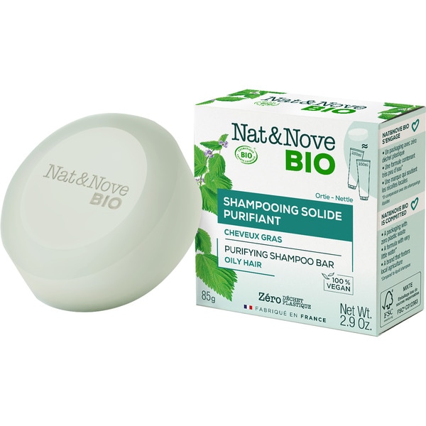 NAT&NOVE Bio champú sólido Purificante para pelo dañado pastilla 85 g