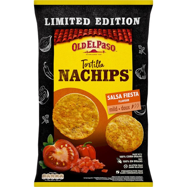 OLD EL PASO tortilla nachips salsa fiesta sin gluten caja 185 g