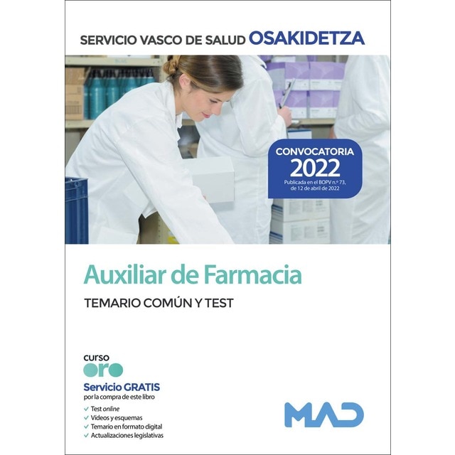 Auxiliar de farmacia de osakidetza-servicio vasco de salud. Temario común y test (Tapa blanda)