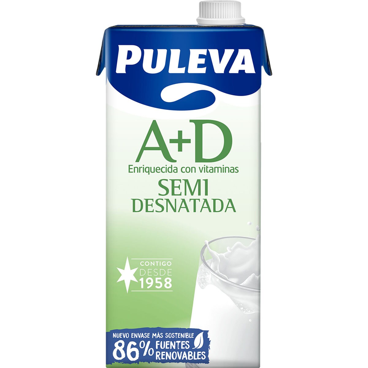 Semiskimmed milk with vitamin A+D carton 1 l · PULEVA · Supermercado
