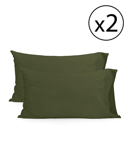 Pack 2 fundas almohada verde oliva