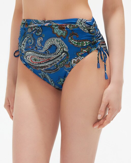 Bas de bikini imprimé avec fronces sur les côtés