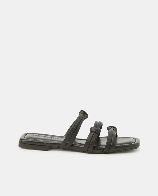 Sandalias planas de mujer en piel con nuditos