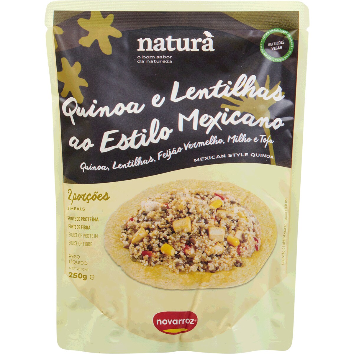 Quinoa, Lentilhas, Feijão Vermelho e Tofu ao Estilo Mexicano 2 porções