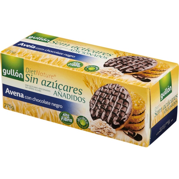 Bolachas Digestivas de Aveia com Chocolate Preto sem Açúcares Adicionados embalagem 275 g