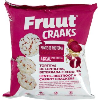 Fruut Craaks Tortitas de Lentilhas, Beterraba e Cenoura embalagem 20 g