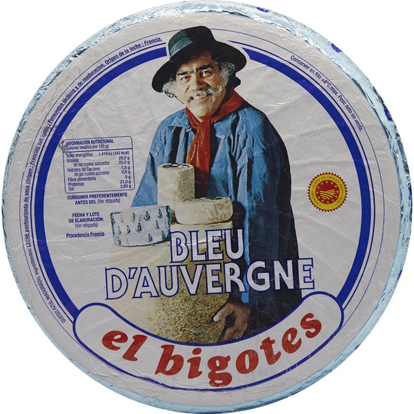 EL BIGOTES queso azul francés DOP Blue D'Auvergne peso aproximado pieza 2,5 kg
