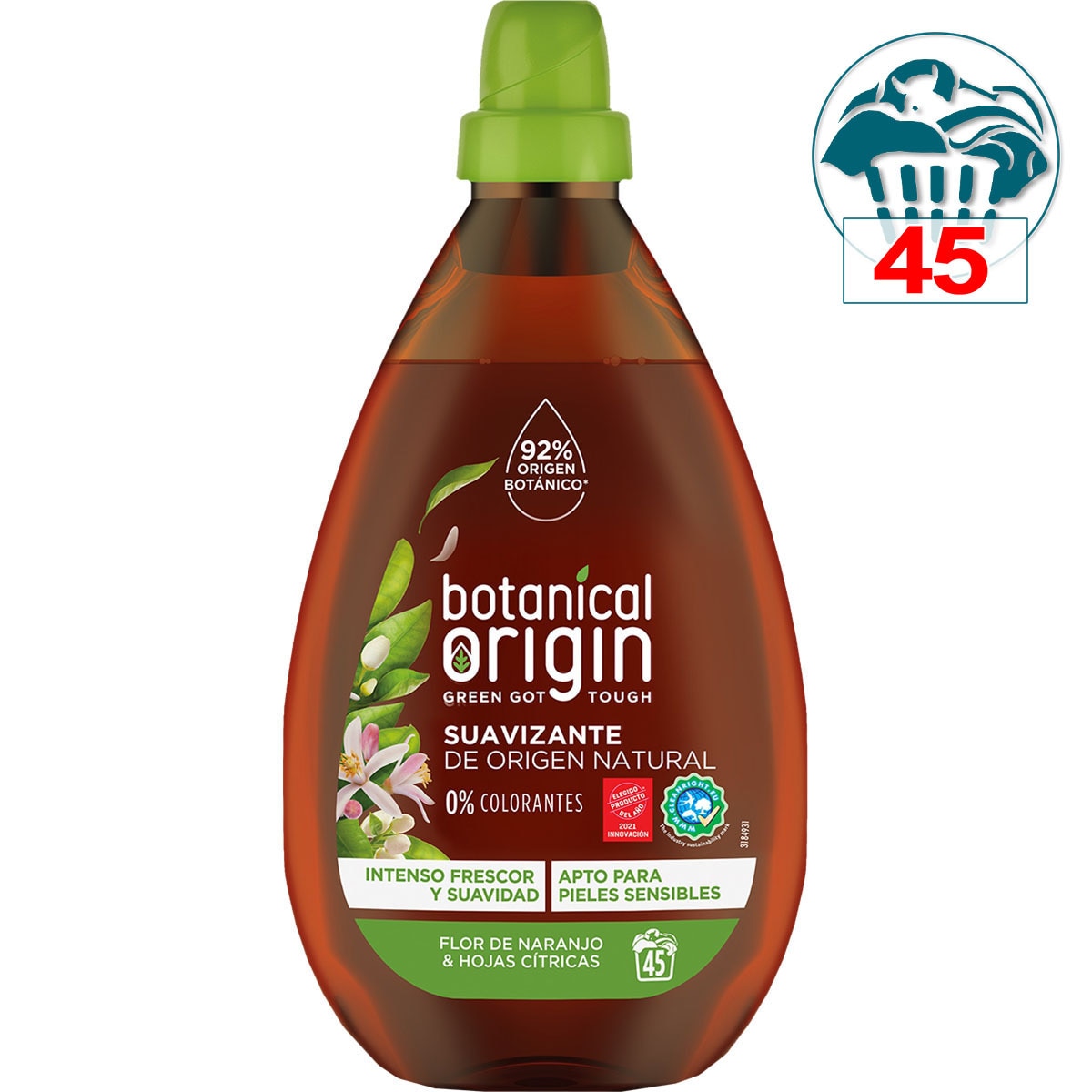 Natural source fabric softener Orange Blossom and Citrus Leaves bottle