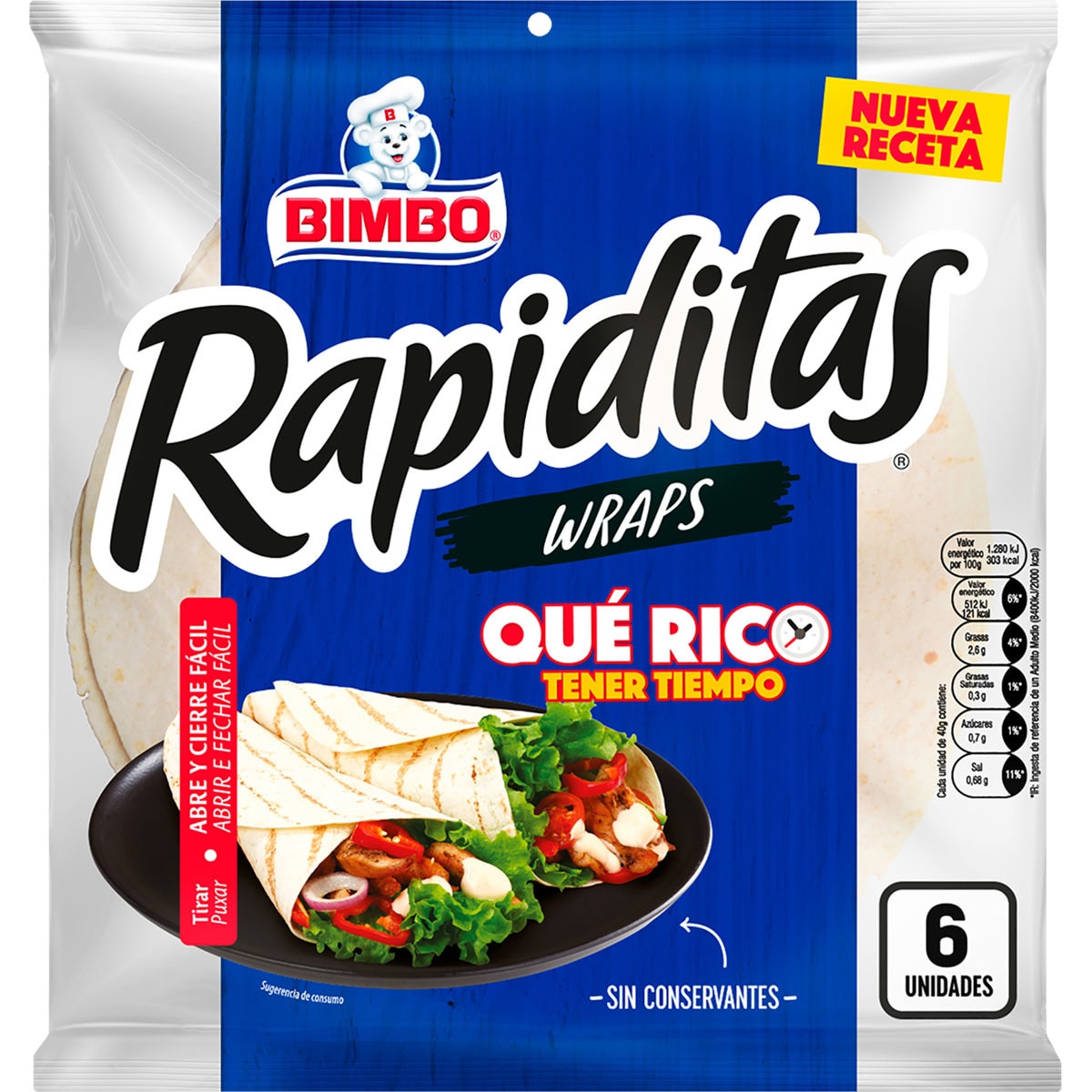 Rapiditas Wraps 6 unidades bolsa 240 g · BIMBO · Supermercado El Corte