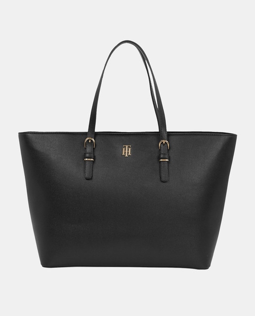 Tote grande en negro con logotipo dorado