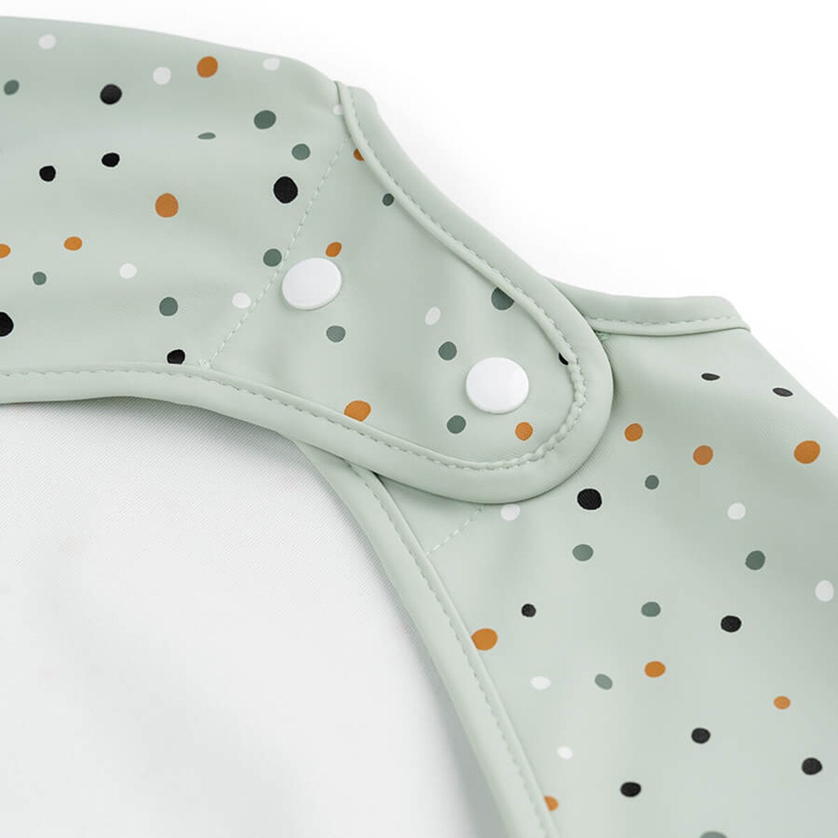Babete Impermeável Done by Deer com bolso e mangas Happy dots Verde-antiquário-3