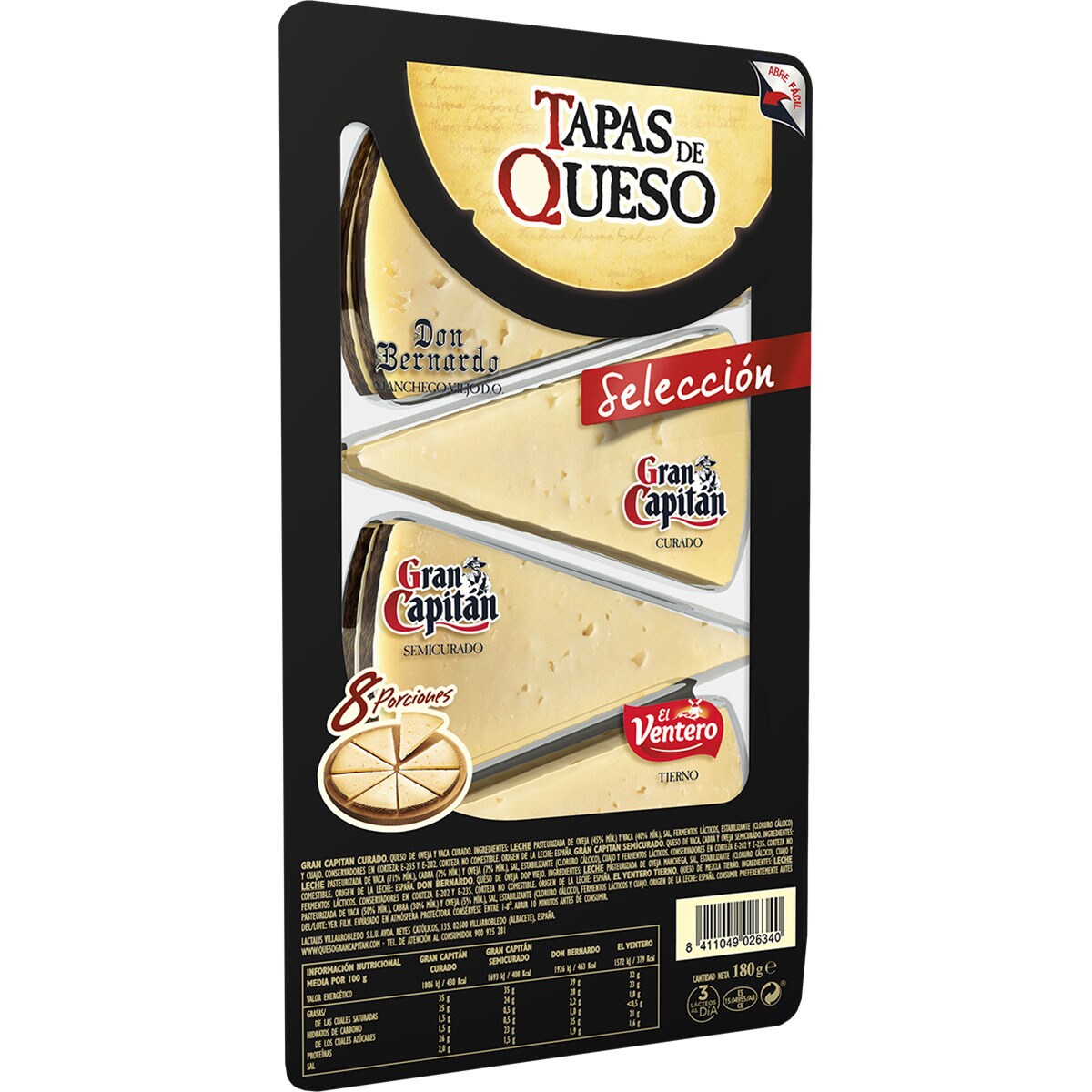 Select cheese tapas made with pasteurised milk container 180 g aged, mature, semimature and
