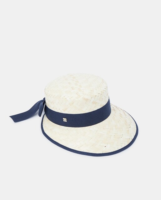 Beige straw hat with bow · Women's 