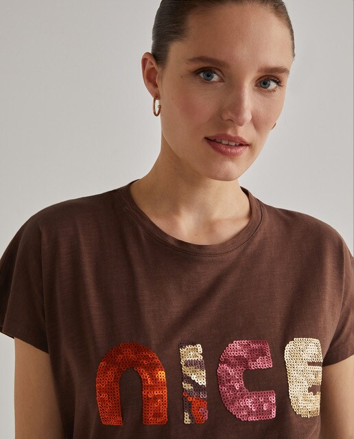 Women's plain-coloured T-shirt with a 