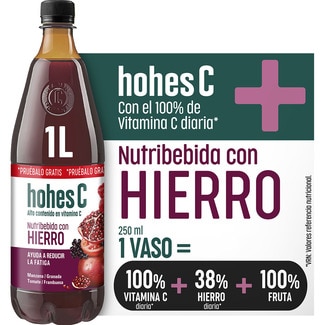 Zumo de manzana, granada, tomate, frambuesa enriquecido con Hierro a partir de concentrado botella 1 l - Hohes C