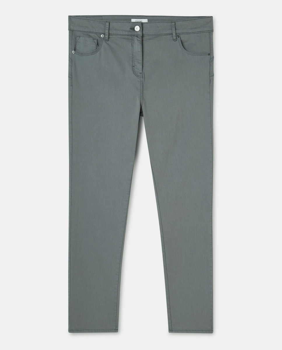 Calças Semi Skinny Push-Up Cinzento-4