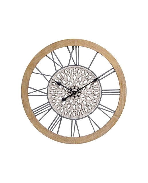 Reloj pared metal y madera