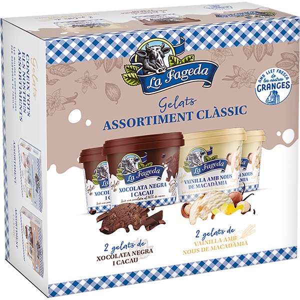 LA FAGEDA tarrinas 2 de chocolate y 2 de vainilla sin gluten estuche 400 ml