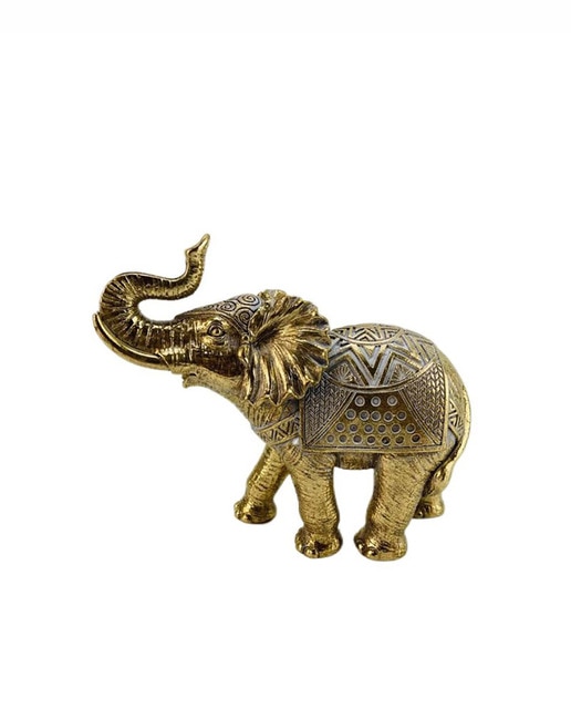 Figura elefante resina dorado