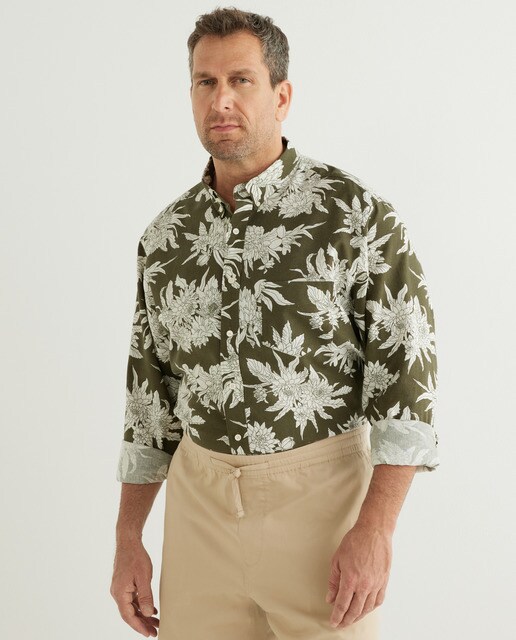 regular-fit green printed shirt 