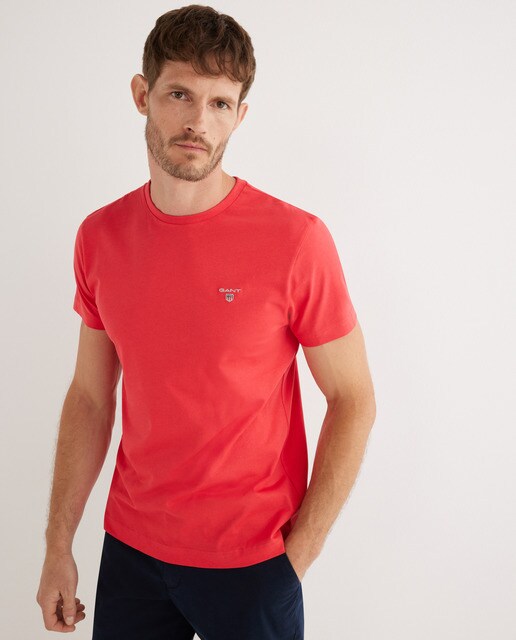Men's regular-fit plain coral T-shirt 