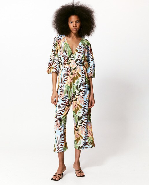 women's tropical print jumpsuit