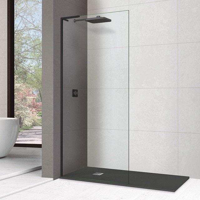 Mampara de ducha con panel fijo y vidrio de 8 mm Módena E Ibermampara