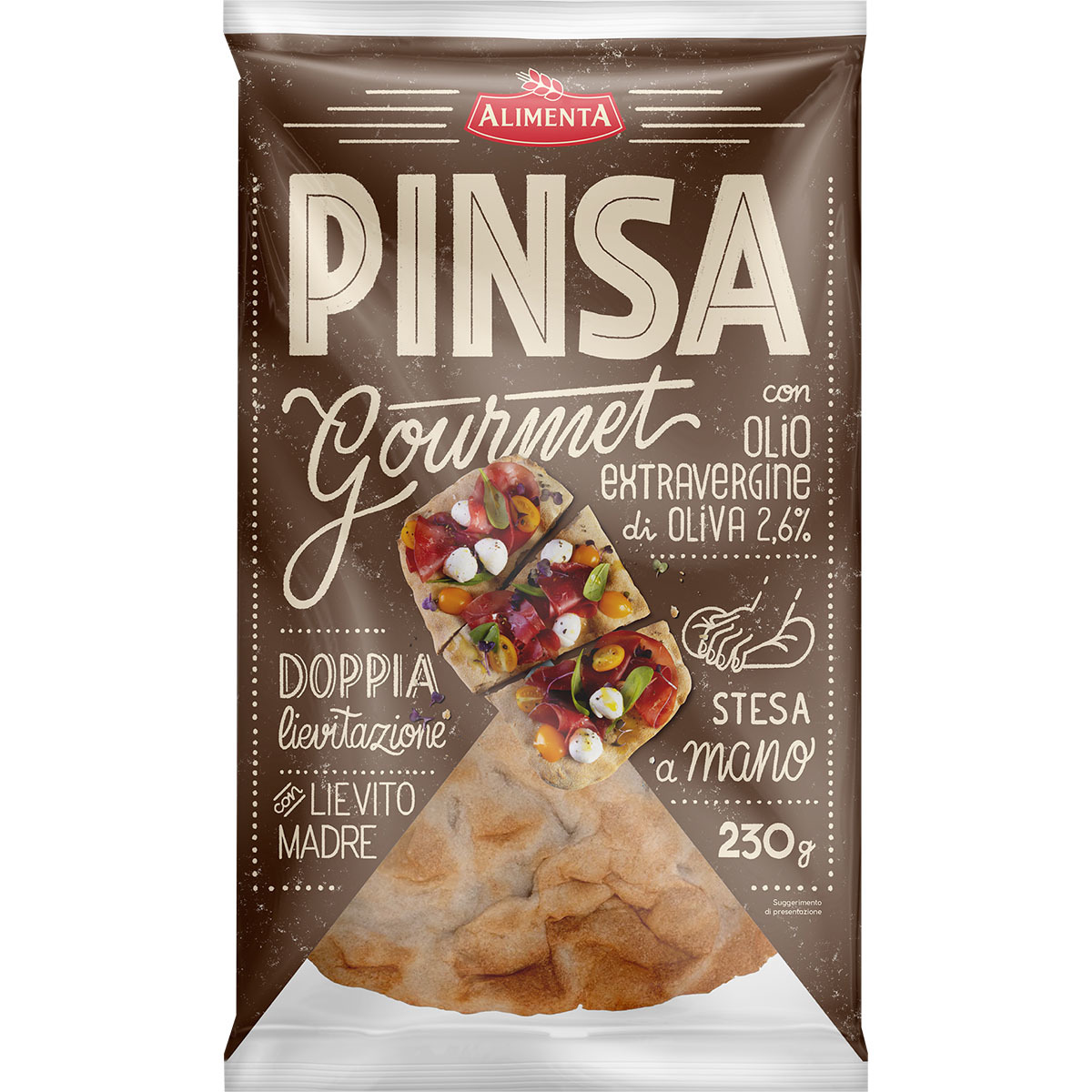 Gourmet rustic base with sourdough and extra virgin olive oil packet