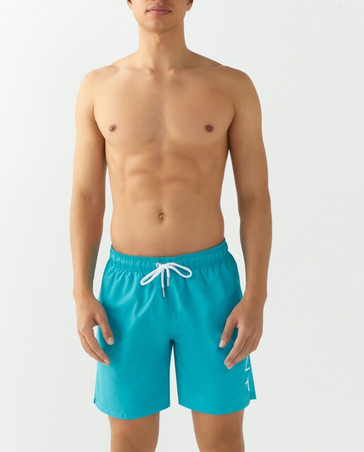 Men's plain green swimming trunks · Men 