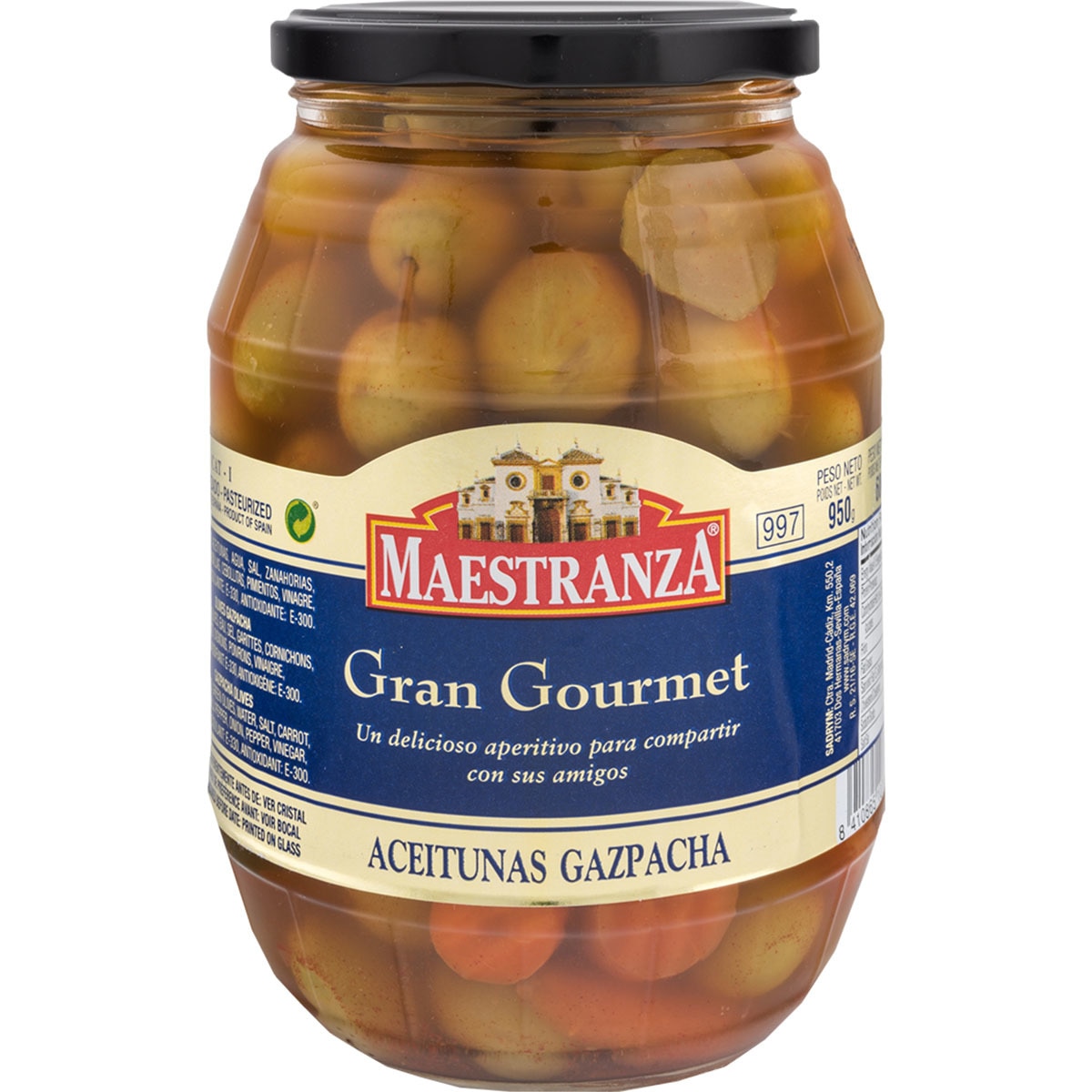 Aceitunas manzanilla aliñadas estilo gazpacha frasco 600 g neto ...