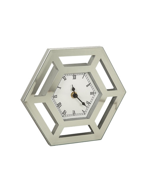 Reloj espejo hexagonal calado