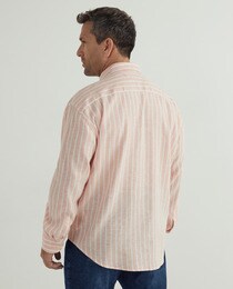 Chemise en lin homme casual rayée grandes tailles