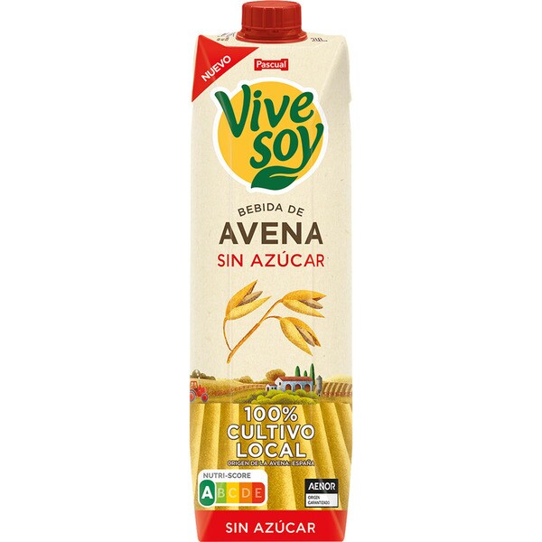 VIVESOY bebida de avena Sin Azúcar 100% cultivo local brik 1 l